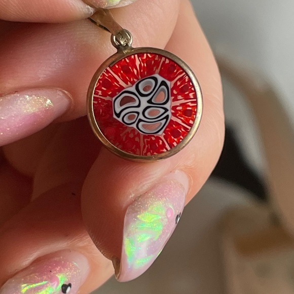 100% Murano Glass Italian Pendant - Corte Murrina - Gold Plated - Vintage - Picture 2 of 2